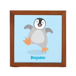 Cute happy emperor penguin chick cartoon  desk organiser