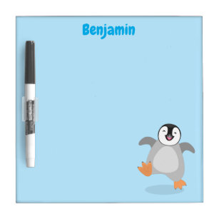 Cute happy emperor penguin chick cartoon dry erase board
