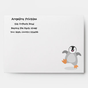 Cute happy emperor penguin chick cartoon envelope