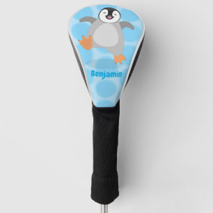 Cute happy emperor penguin chick cartoon golf head cover