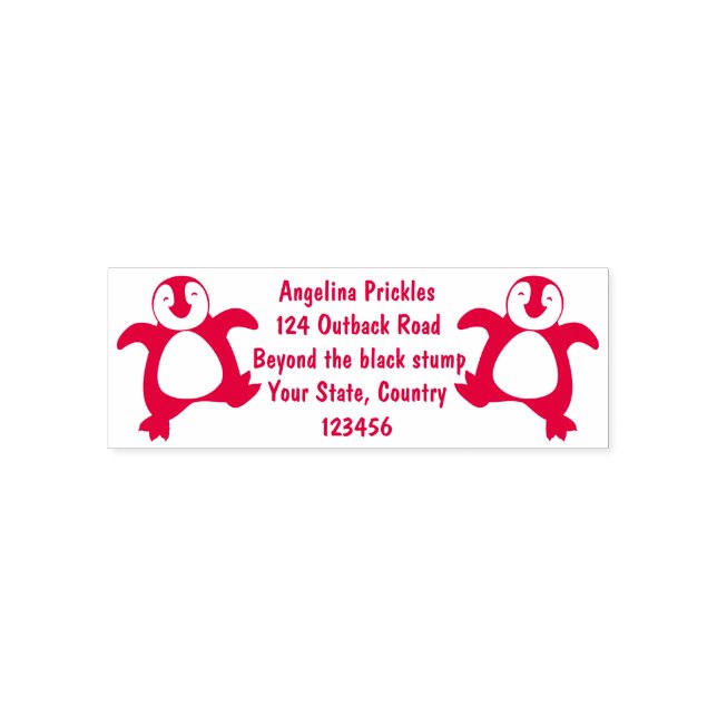 Cute happy emperor penguin chick cartoon  self-inking stamp (Design)