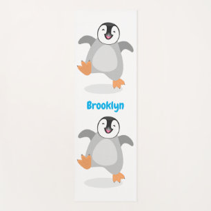 Cute happy emperor penguin chick cartoon yoga mat