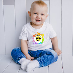 Cute Happy Face,Aviator Glasses,Fun First Birthday Baby T-Shirt