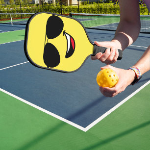 Cute Happy Face & Aviator Glasses,Fun Pickleball Paddle