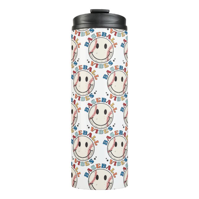 Cute Happy Face Baseball Vibes Thermal Tumbler (Front)