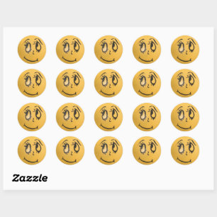 Cute Happy Face Classic Round Sticker