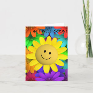 Cute Happy Face Flowers Card