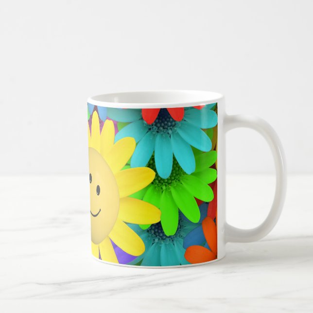 Cute Happy Face Flowers Coffee Mug (Right)