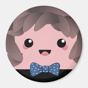 Cute happy face kawaii Japanese cartoon doll blue Magnet
