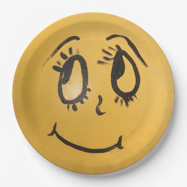 Cute Happy Face Paper Plate (Front)