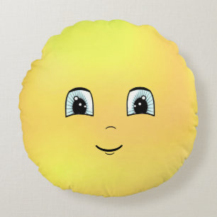 Cute Happy Face Round Cushion