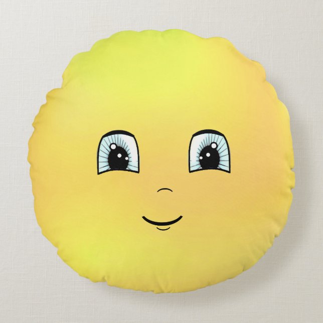 Cute Happy Face Round Cushion (Front)