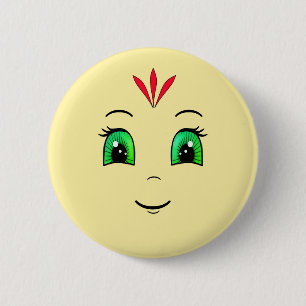Cute Happy Face with Red Feathers 6 Cm Round Badge