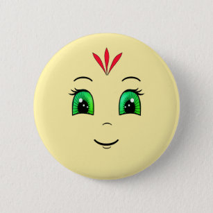 Cute Happy Face with Red Feathers 6 Cm Round Badge