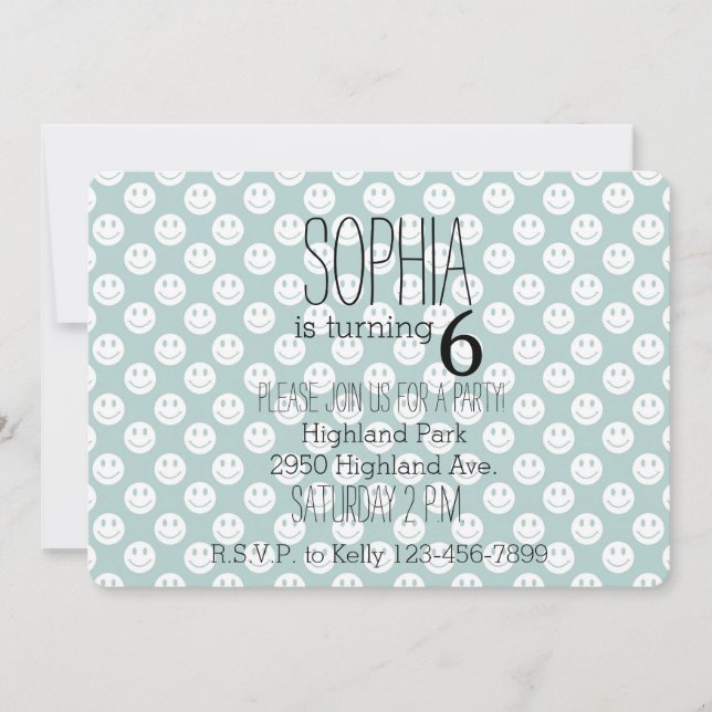 Cute Happy Faces Invitation (Front)