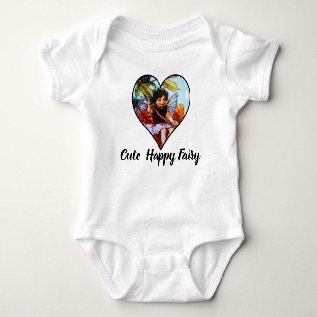 Cute Happy Fairy Sitting In a Tree Baby Bodysuit (Front)