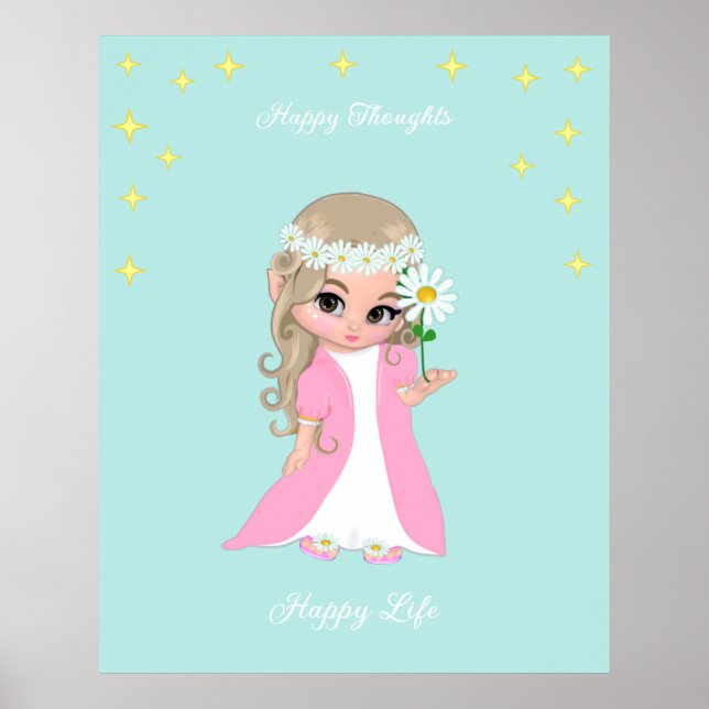 Cute Happy Fairy with Stars Motivational poster (Front)
