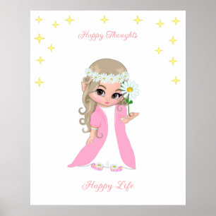 Cute Happy Fairy with Stars Motivational poster