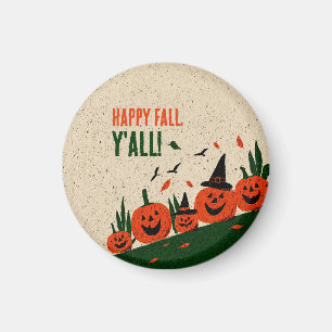 Cute Happy Fall Y'all Pumpkin Witch Hat Magnet