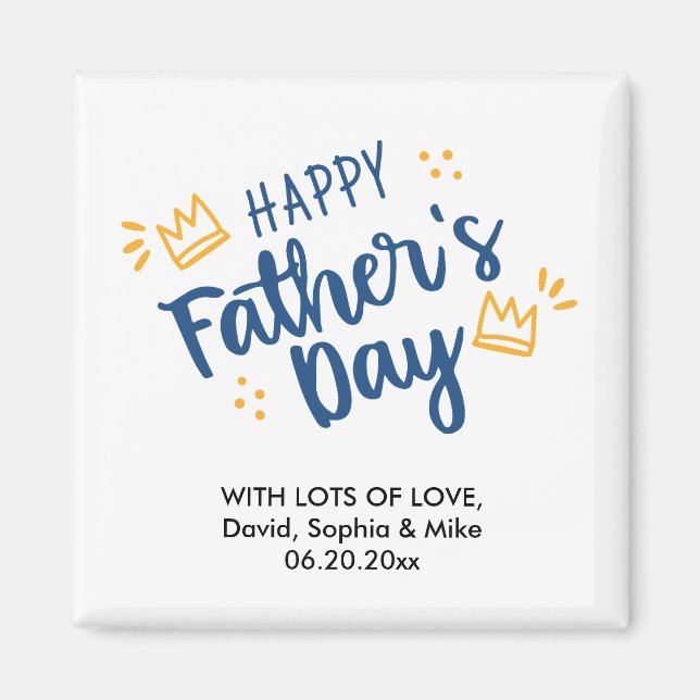 Cute Happy Fathers Day Personalised Custom Text Magnet (Front)