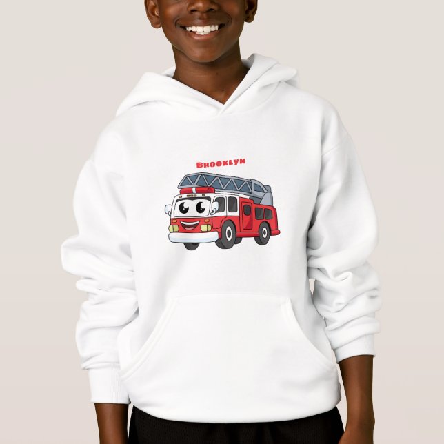 Cute happy fire engine cartoon (Front)