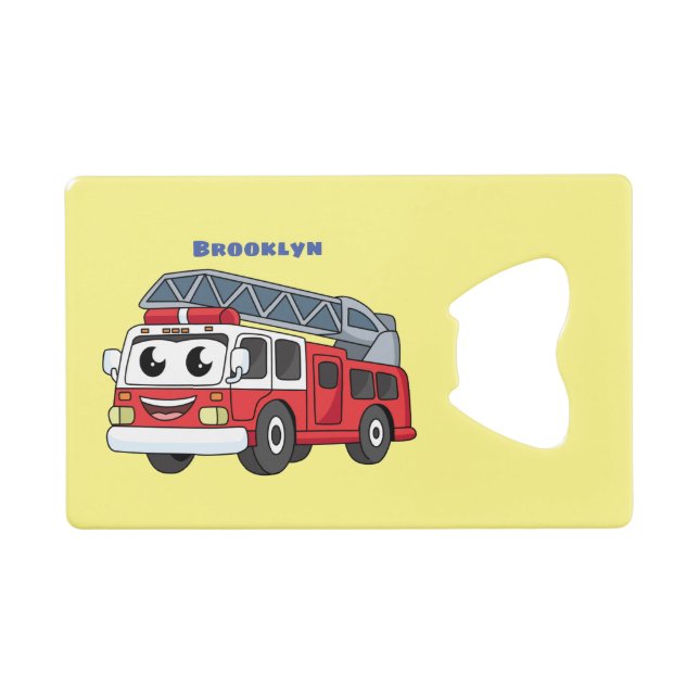Cute happy fire engine cartoon (Front (Horizontal))