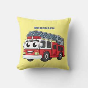 Cute happy fire engine cartoon cushion