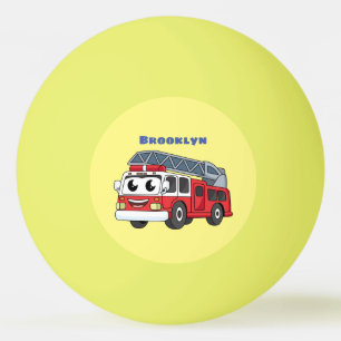 Cute happy fire engine cartoon ping pong ball