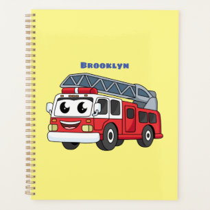 Cute happy fire engine cartoon planner