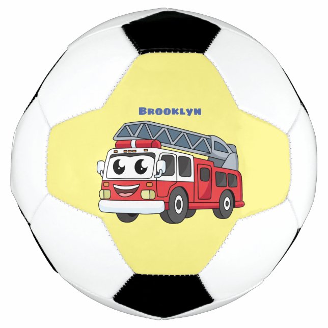 Cute happy fire engine cartoon soccer ball (Front)