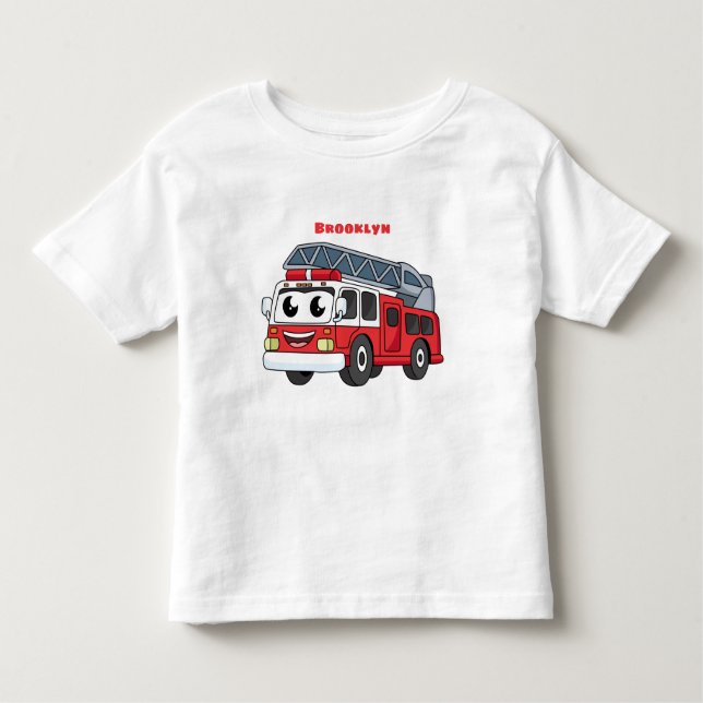 Cute happy fire engine cartoon toddler T-Shirt (Front)