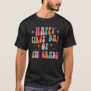 Cute Happy First Day Of 4Th Grade Back To School T-Shirt