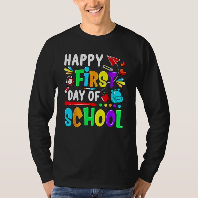 Cute Happy First Day Of School Back To School Girl T-Shirt (Front)