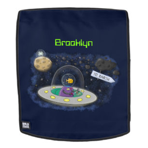 Cute happy fish ufo space cartoon illustration backpack