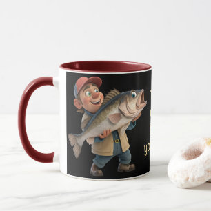 Cute/Happy Fisherman w/a Big Fish Magic Coffee Mug