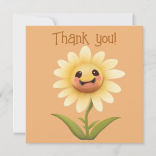 Cute Happy Flower Thank You Card