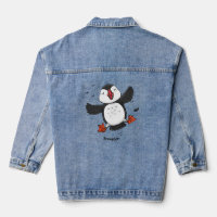 Cute happy flying puffin blue cartoon illustration