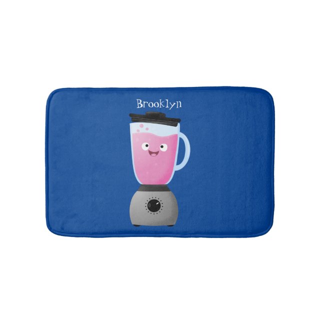 Cute happy food blender kitchen appliance cartoon bath mat (Front)