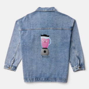 Cute happy food blender kitchen appliance cartoon denim jacket