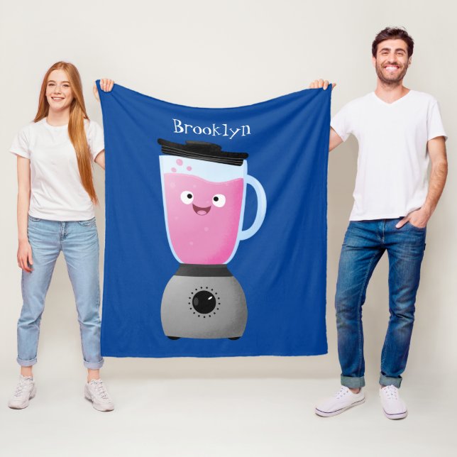 Cute happy food blender kitchen appliance cartoon fleece blanket (In Situ)