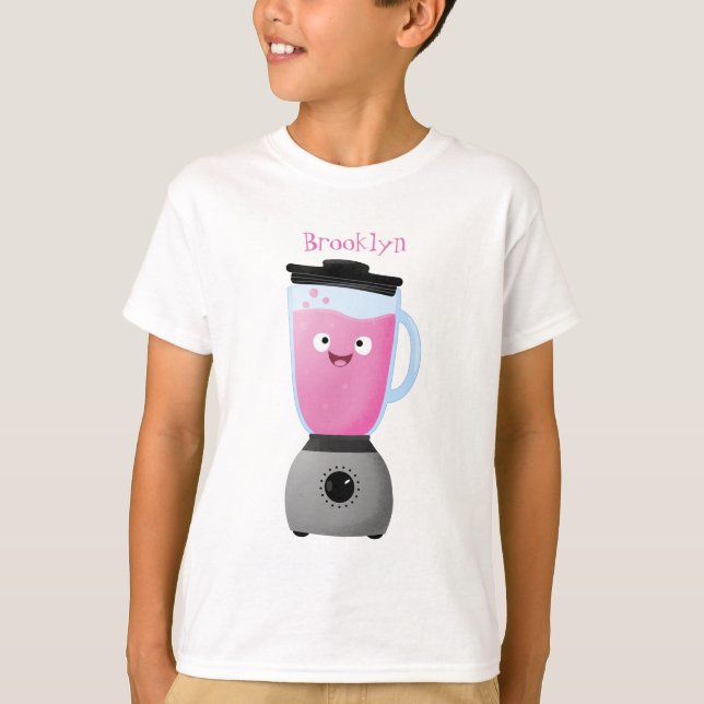 Cute happy food blender kitchen appliance cartoon T-Shirt (Front)