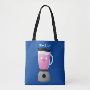 Cute happy food blender kitchen appliance cartoon tote bag