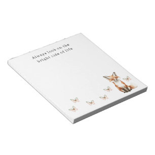 Cute Happy Fox Bright Side Butterflies Notepad