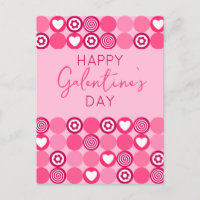 Cute Happy Galentine’s Day Pink Heart and Flower 