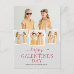 Cute Happy Galentines day bestie Photo Collage Holiday Postcard