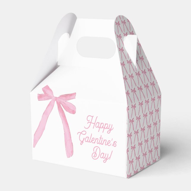 Cute Happy Galentine's day Pink Ribbons Bows Favour Box (Back Side)