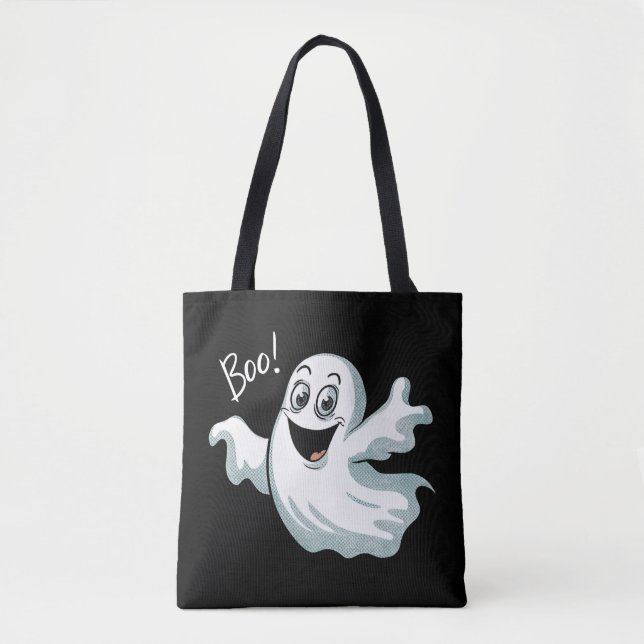 Cute Happy Ghost Tote Bag (Front)
