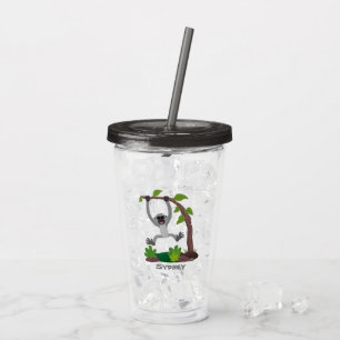 Cute happy gibbon ape cartoon illustration acrylic tumbler