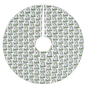 Cute happy gibbon ape cartoon illustration brushed polyester tree skirt