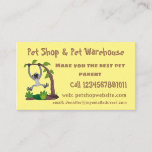Cute happy gibbon ape cartoon illustration business card